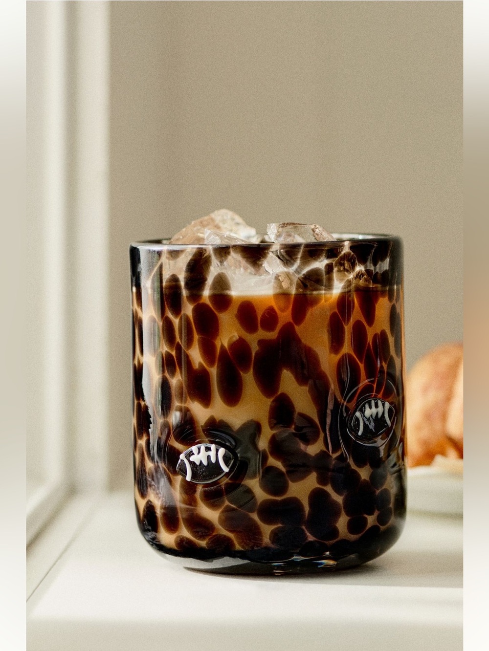 Anthropologie Icon Juice Football Glass Sports Black New In Box NIB Set of 2